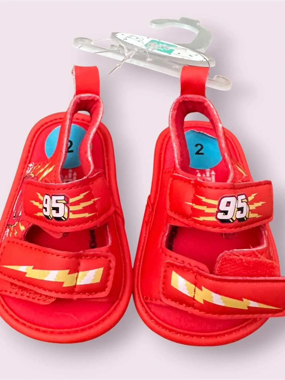 Disney Baby Cars Red Lightning McQueen Sandals for Baby Size 2 NWOT